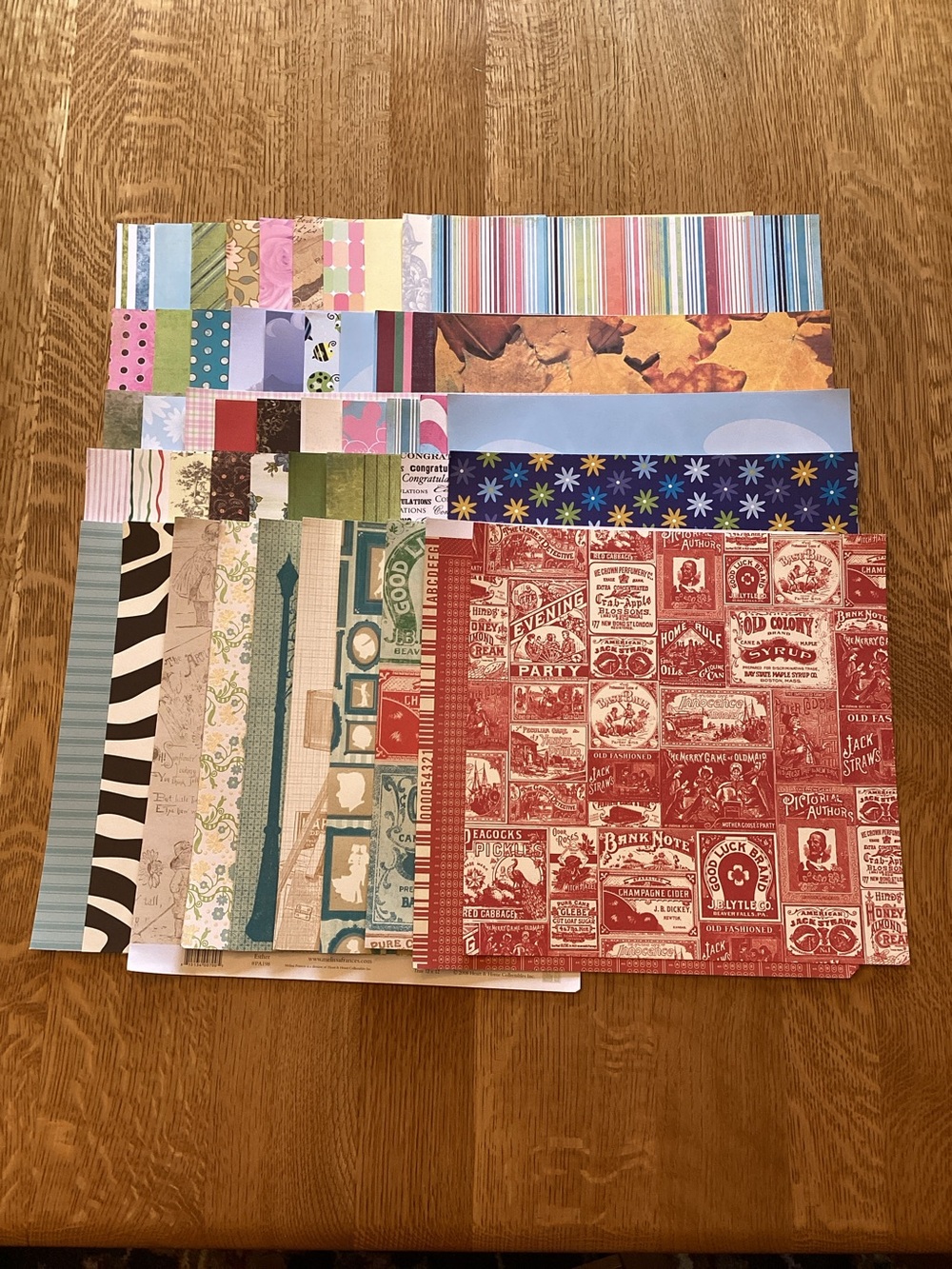 50 Sheets Mixed Lot of 12 x 12 Scrapbook Paper, No Repeats, Lot F